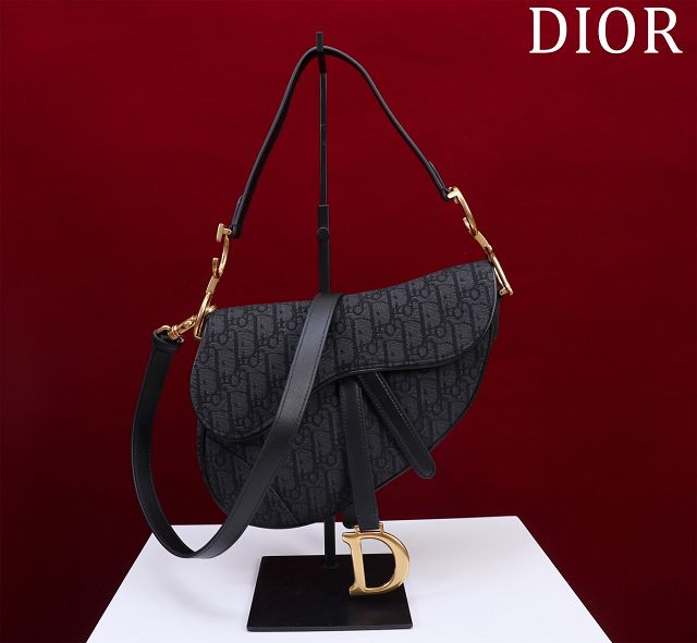Dior original cotton saddle bag M0455 black