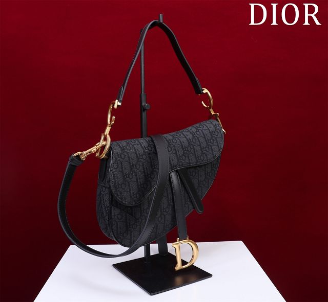 Dior original cotton saddle bag M0455 black