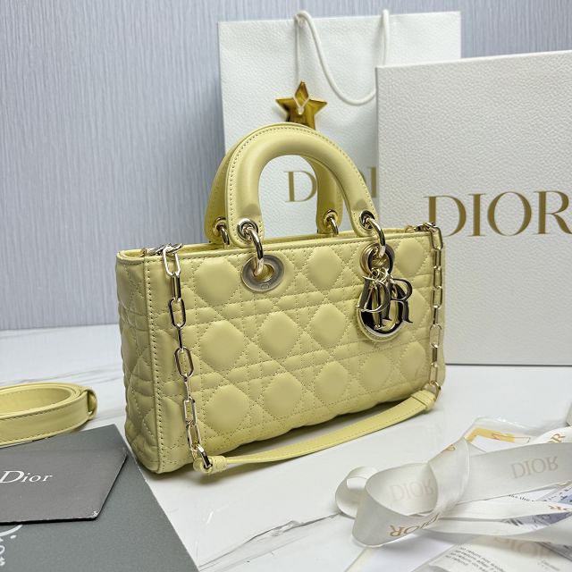 Dior original lambskin medium lady D-Joy bag M0540 yellow