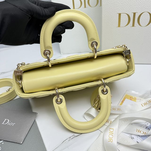 Dior original lambskin medium lady D-Joy bag M0540 yellow