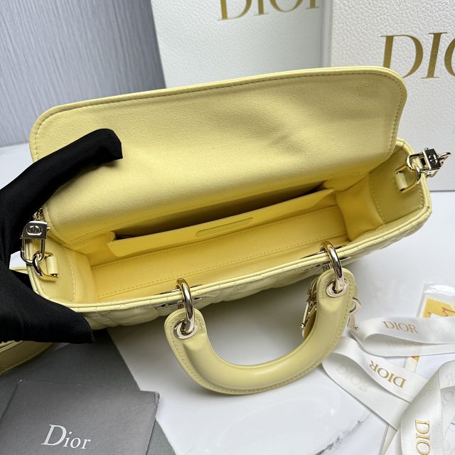 Dior original lambskin medium lady D-Joy bag M0540 yellow