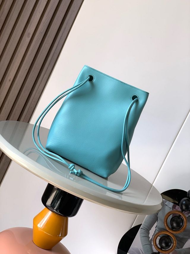 Loewe original calfskin pebble pouch BS01748 blue