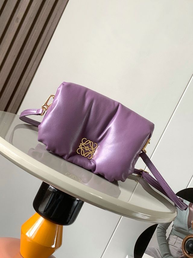 Loewe original lambskin mini goya puffer bag A896W56 purple