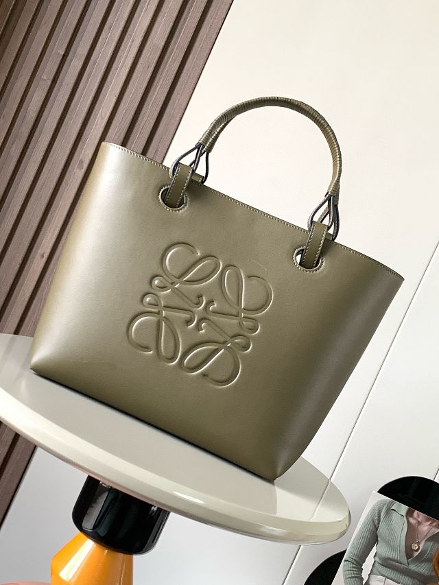 Loewe original calfskin  medium anagram tote bag A223T41 khaki green