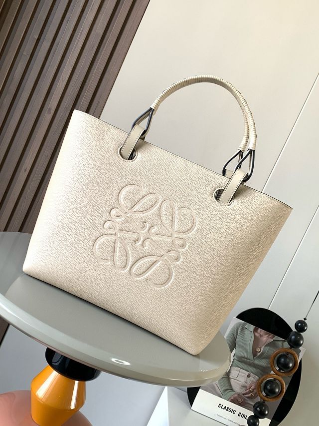 Loewe original calfskin medium anagram tote bag A223T41 white