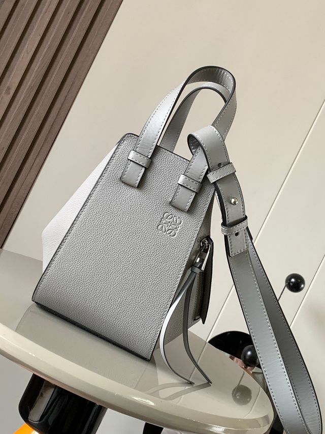 Loewe original grained calfskin small hammock bag A538H13 grey