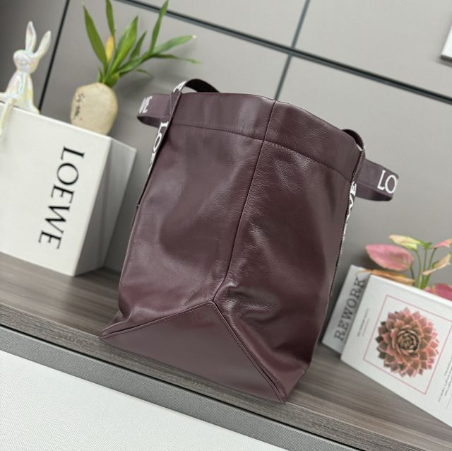 Loewe original calfskin fold shopper bag B507X23 burgundy