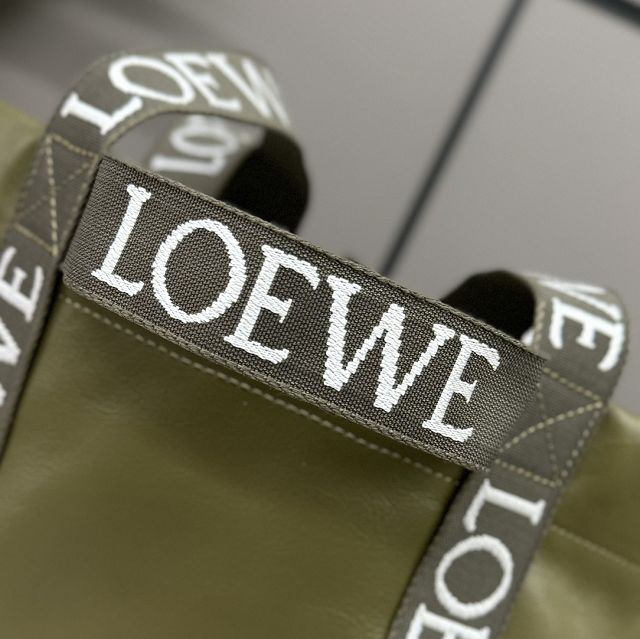 Loewe original calfskin fold shopper bag B507X23 khaki green