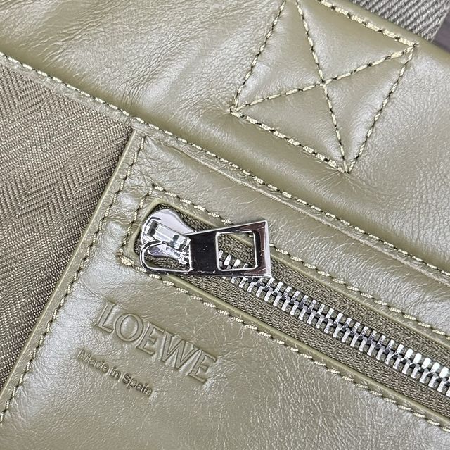 Loewe original calfskin fold shopper bag B507X23 khaki green