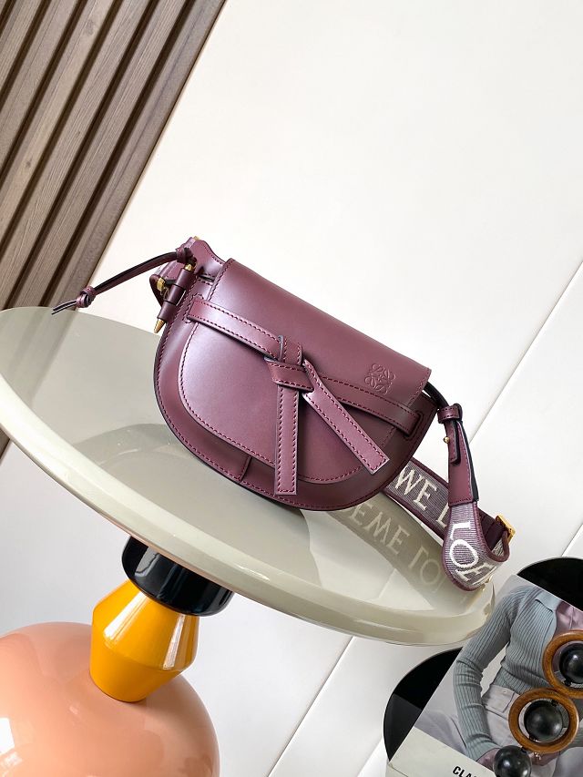 Loewe original calfskin mini gate dual bag A650N46 burgundy