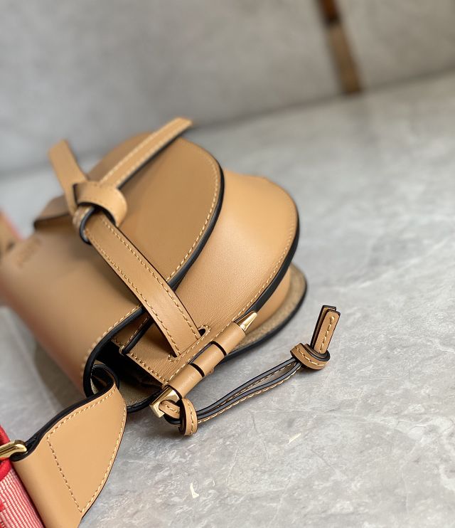 Loewe original calfskin mini gate dual bag A650N46 caramel