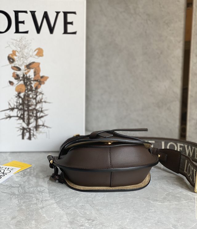 Loewe original calfskin mini gate dual bag A650N46 dark coffee
