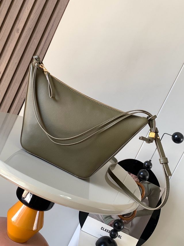 Loewe original calfskin mini hammock hobo bag A538G13 khaki green