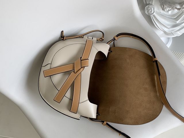 Loewe original calfskin small gate dual bag A650T20 apricot&white