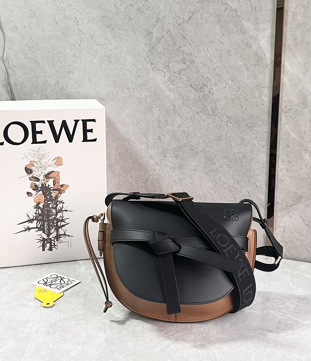 Loewe original calfskin small gate dual bag A650T20 black&brown