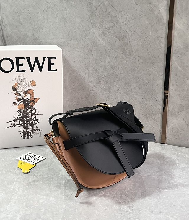 Loewe original calfskin small gate dual bag A650T20 black&brown