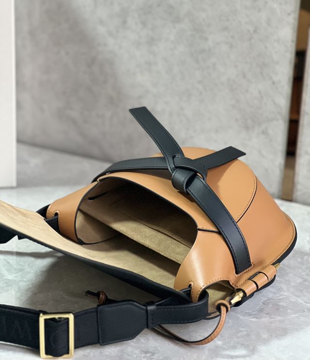 Loewe original calfskin small gate dual bag A650T20 black&brown