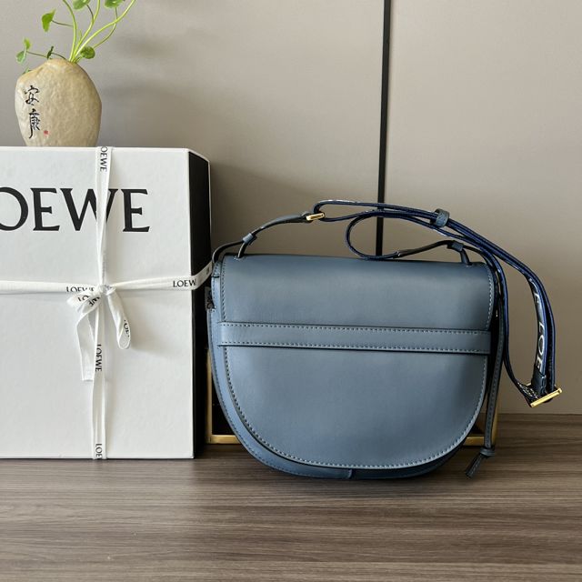 Loewe original calfskin small gate dual bag A650T20 dark blue