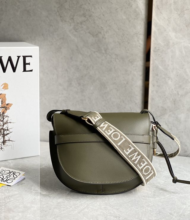 Loewe original calfskin small gate dual bag A650T20 dark green