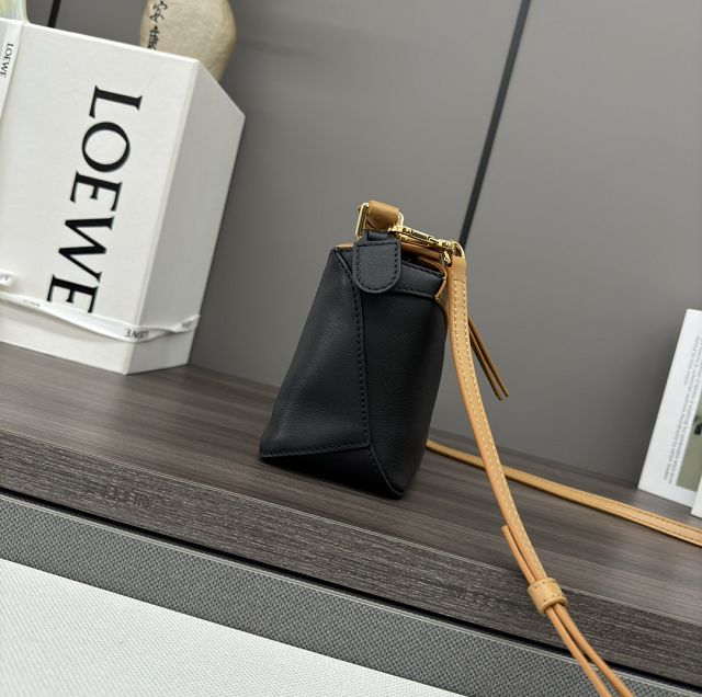 Loewe original calfskin mini puzzle bag A510P88 black&tan