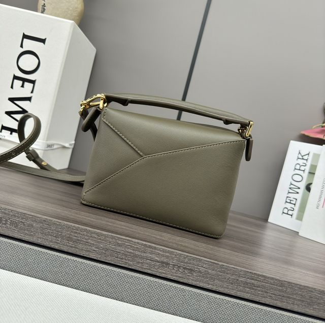Loewe original calfskin mini puzzle bag A510P88 khaki green