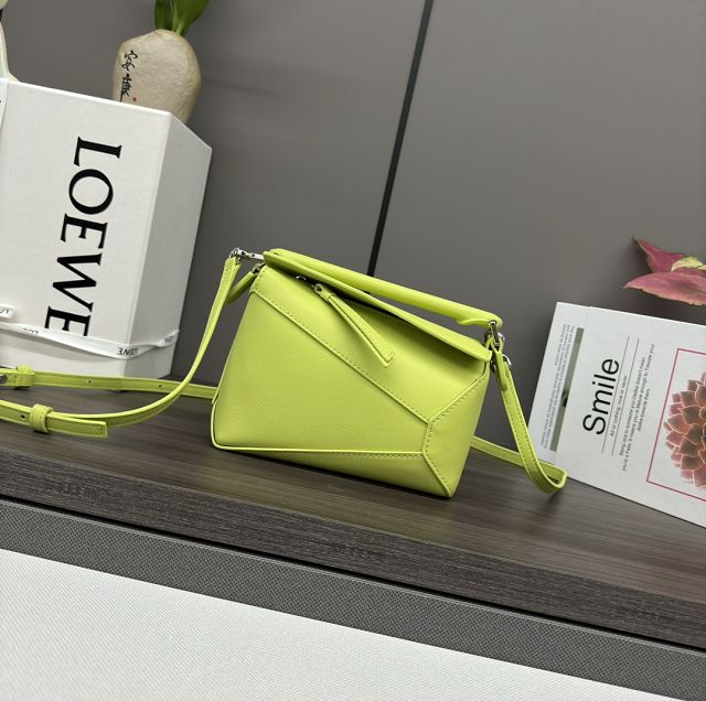 Loewe original calfskin mini puzzle bag A510P88 lemon green