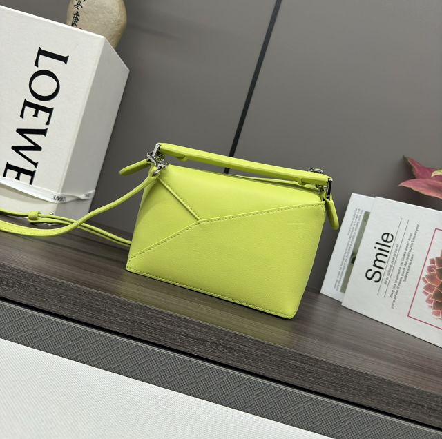Loewe original calfskin mini puzzle bag A510P88 lemon green