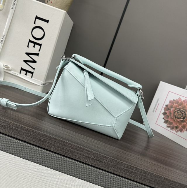 Loewe original calfskin mini puzzle bag A510P88 sky blue