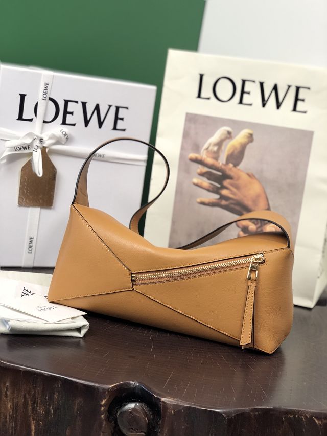 Loewe original calfskin puzzle hobo bag A510P50 caramel