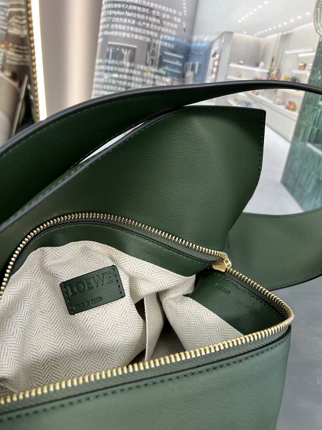 Loewe original calfskin puzzle hobo bag A510P50 dark green