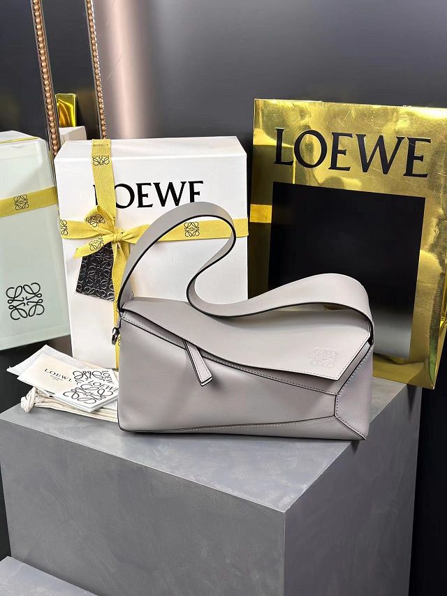 Loewe original calfskin puzzle hobo bag A510P50 grey