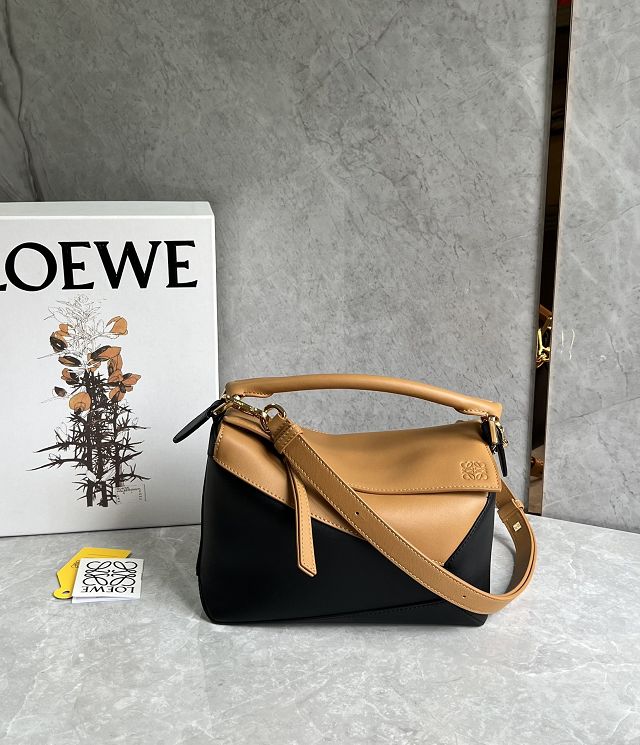 Loewe original calfskin small puzzle bag A510P60 black&tan
