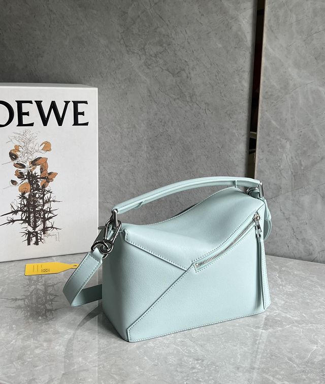Loewe original calfskin small puzzle bag A510P60 light blue