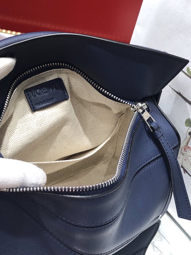 Loewe original calfskin small puzzle bag A510P60 navy blue