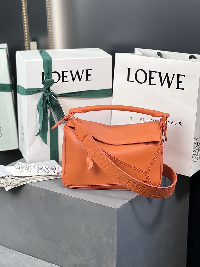 Loewe original calfskin small puzzle bag A510P60 orange