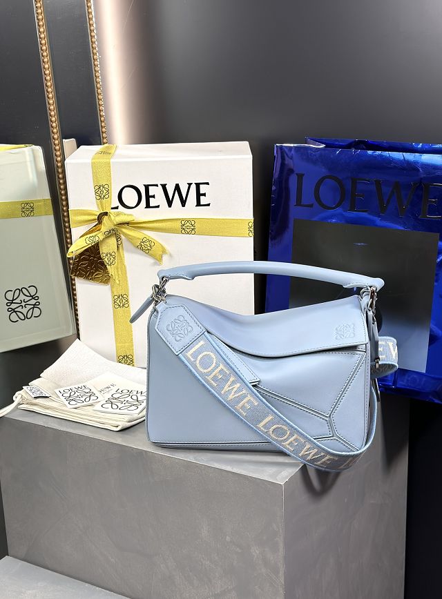 Loewe original calfskin small puzzle bag A510P60 sky blue