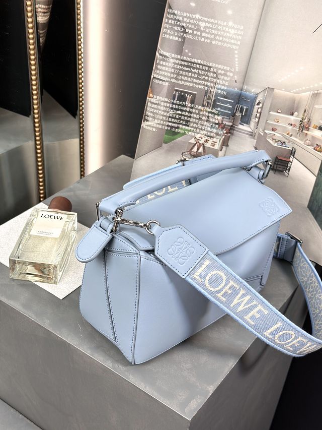 Loewe original calfskin small puzzle bag A510P60 sky blue