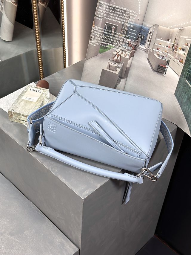 Loewe original calfskin small puzzle bag A510P60 sky blue