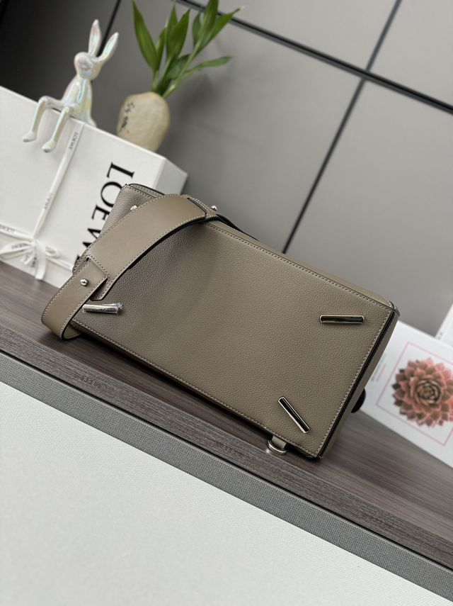 Loewe original grained calfskin large puzzle edge bag B510P01 grey