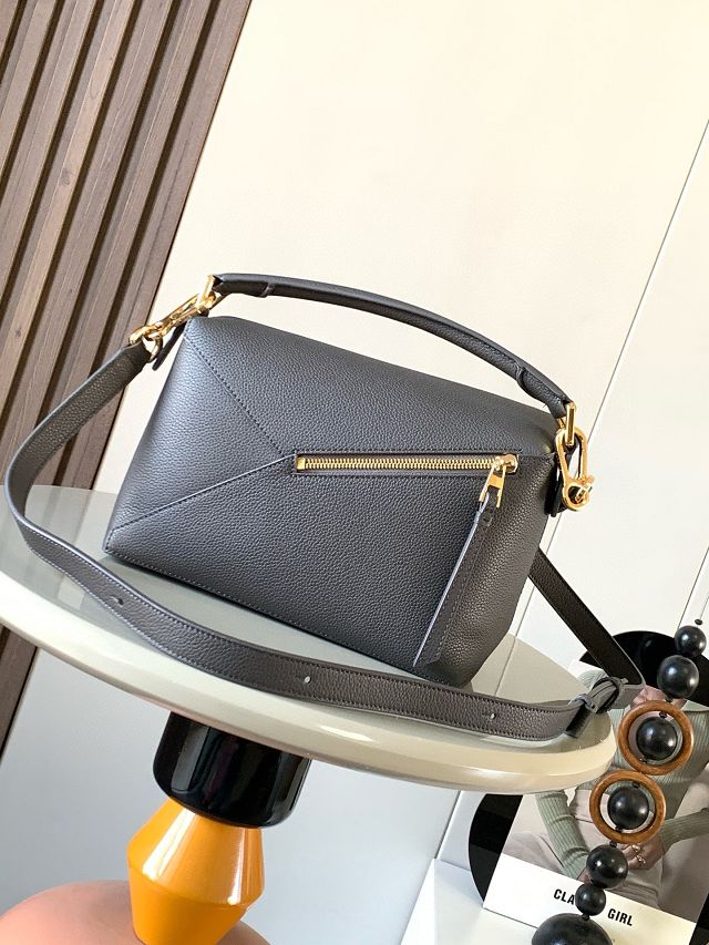 Loewe original grained calfskin small puzzle bag A510P60 dark grey