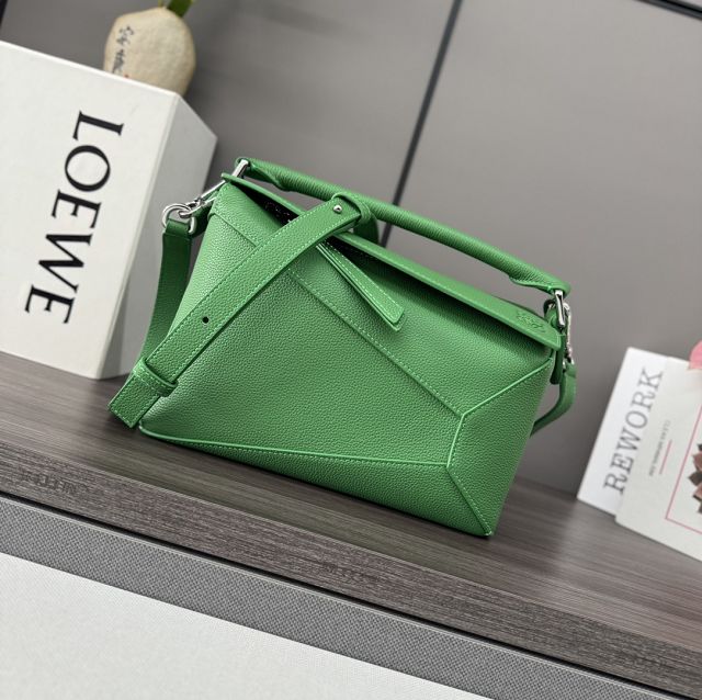 Loewe original grained calfskin small puzzle bag A510P60 green