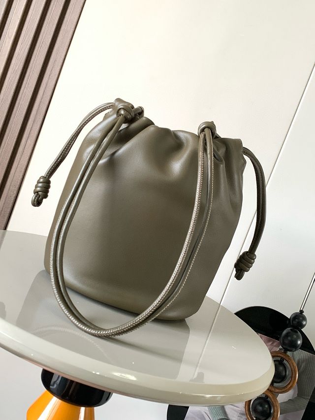 Loewe original lambskin flamenco purse bucket A411FPB khaki green