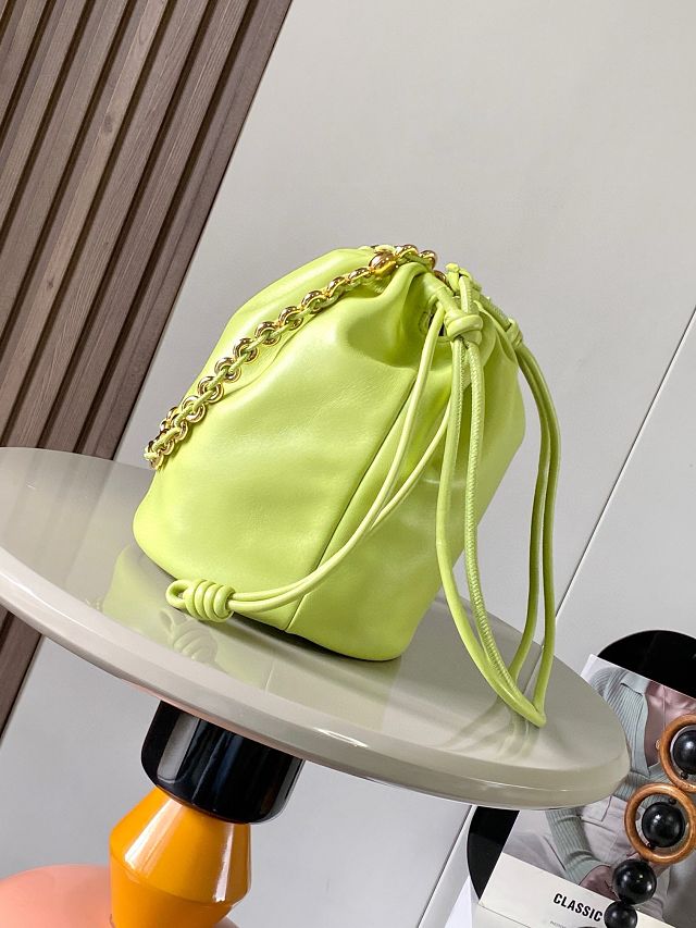 Loewe original lambskin flamenco purse bucket A411FPB lemon green