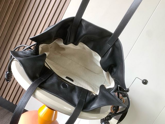 Loewe original calfskin large flamenco clutch A411FL1 black