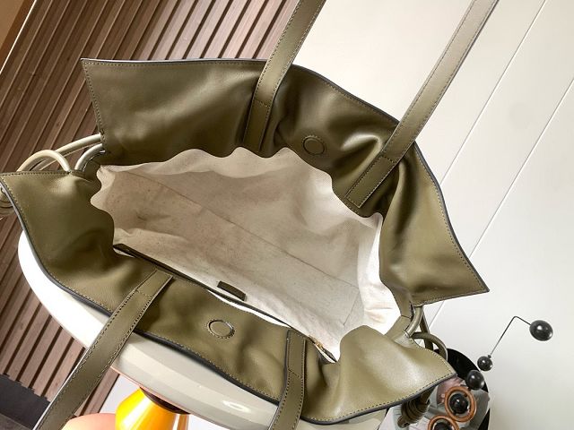 Loewe original calfskin large flamenco clutch A411FL1 khaki