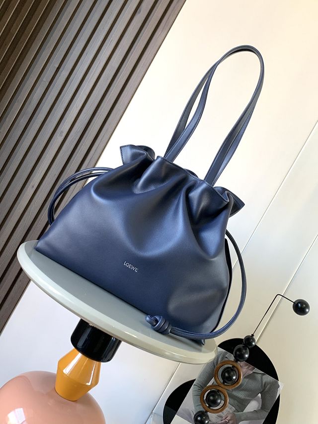 Loewe original calfskin large flamenco clutch A411FL1 navy blue