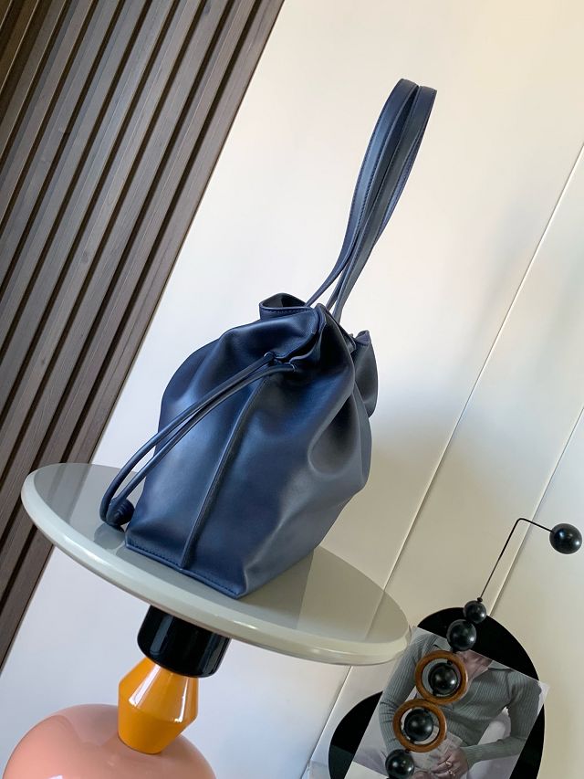 Loewe original calfskin large flamenco clutch A411FL1 navy blue