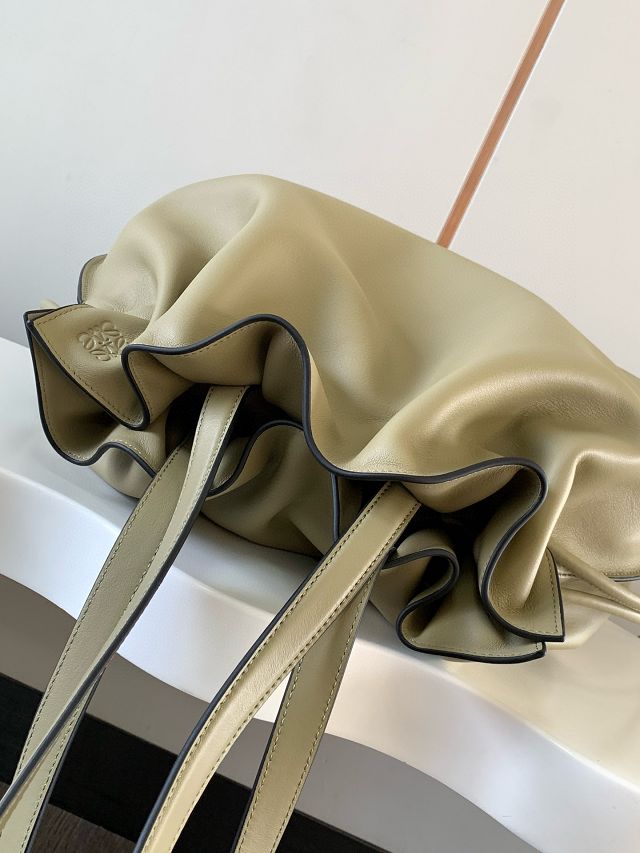 Loewe original calfskin large flamenco clutch A411FL1 olive
