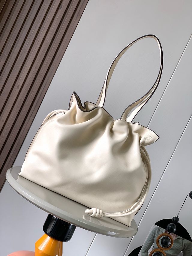 Loewe original calfskin large flamenco clutch A411FL1 white