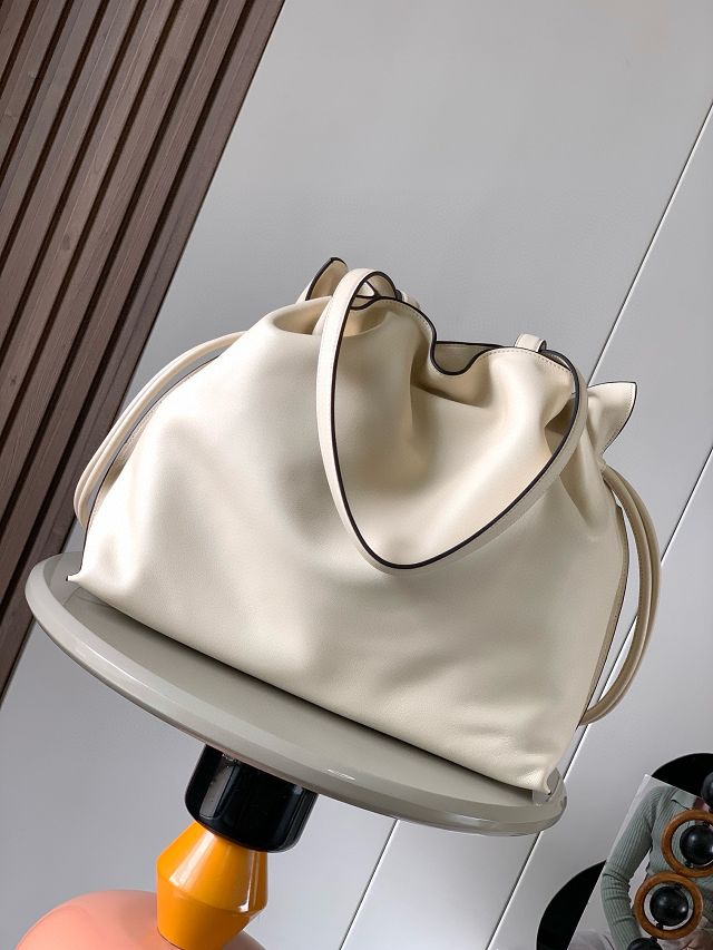 Loewe original calfskin large flamenco clutch A411FL1 white